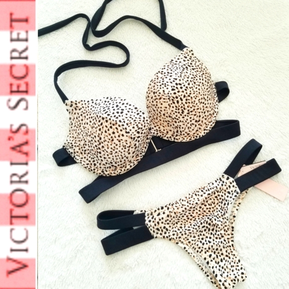 Victoria's Secret Strappy Hottie Halter Push-up Swim Bikini Itsy Bottom Set NWT - Picture 3 of 16